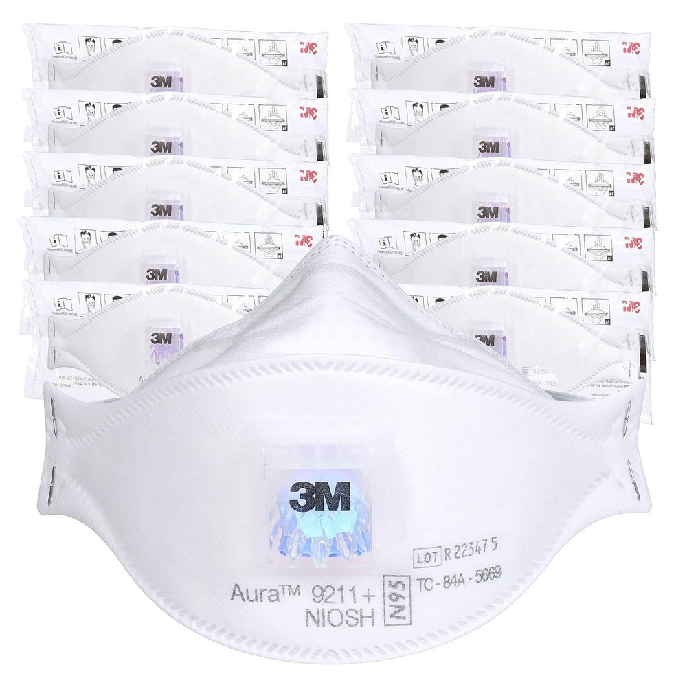 NIB Lot of 20 3M Aura Particulate Respirator N95 9211+/37193 Cool Flow Valve